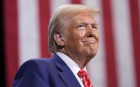 President Donald Trump pauses as he speaks at a campaign event at the Cobb Energy Performing Arts Centre, Tuesday, Oct. 15, 2024, in Atlanta. 
(Alex Brandon / AP Photo)