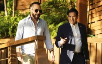 U.S. Secretary of State Marco Rubio (right) meets with President Nayib Bukele at his residence at Lake Coatepeque in El Salvador, Monday, Feb. 3, 2025. 
(Mark Schiefelbein / AP Photo)