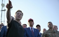 Elon Musk talks with Donald Trump before the launch of the sixth test flight of the SpaceX Starship rocket Tuesday, Nov. 19, 2024 in Boca Chica, Texas. 
(Brandon Bell / AP Photo)