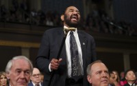 Rep. Al Green, D-Texas, shouts as President Donald Trump addresses a joint session of Congress at the Capitol in Washington, Tuesday, March 4, 2025. 
(Win McNamee / Pool Photo via AP)