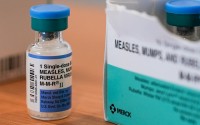 A vial of the measles, mumps and rubella vaccine is on display at the Lubbock Health Department Wednesday, Feb. 26, 2025, in Lubbock, Texas. 
(Mary Conlon / AP Photo)