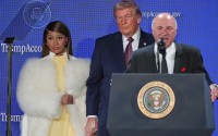 From left: Nicki Minaj, President Donald Trump listen as Kevin O'Leary speaks during the launch of a program known as Trump Accounts at the Andrew W. Mellon Auditorium, Wednesday, Jan. 28, 2026, in Washington.
(Jacquelyn Martin / AP Photo)