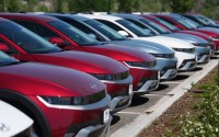 Unsold 2026 Ioniq 5 electric cars sit on display at a Hyundai dealership Friday, June 26, 2026, in Highlands Ranch, Colo. 
(David Zalubowski / AP Photo)