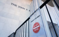 A sign is placed on a gate outside the John F. Kennedy Center for the Performing Arts in Washington, Tuesday, Sept. 15, 2026. 
(Jacquelyn Martin / AP Photo)