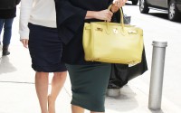 Natalie Zea seen with her yellow Hermes Birkin Bag leaving The Wendy Williams Show promoting the new season of the TBS comedy series 'The Detour' in New York City on April 13, 2017. 
(MediaPunch via AP)