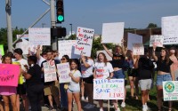 Emotions have flared since the U.S. Supreme Court last year struck down the constitutional right to abortion. Omahans rallied in support of abortion rights at 90th and Dodge in the wake of the Supreme Court decision. (Josie Charron / The Daily Record)