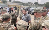 Nebraska Gov. Jim Pillen meets with troops at the southern border in Texas. 
(Courtesy of the Governor’s Office)