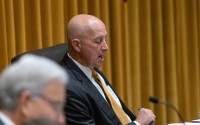 Nebraska Gov. Pete Ricketts presided over the Nebraska Board of Pardons hearing in September. (<a href="https://nebraskaexaminer.com/author/jazarikual/">Jazari Kual</a>l / Nebraska Examiner)