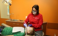Dr. Jessica Meeske of Hastings works on a patient in early August. Meeske, a pediatric dentist, said her clinic turns away 15 families a day because they are “overloaded and booked out.” She and other dentists say that Nebraska’s low Medicaid reimbursement rates make it nearly impossible to accept patients of low income. The number of dental practices accepting Nebraska Medicaid patients has nosedived in the past five years. 
(Laura Beahm / Flatwater Free Press)
