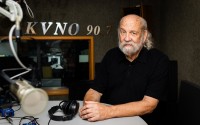 Radio personality Otis Twelve, real name Douglas Wesselmann, signed off from Omaha’s classical music station KVNO for the final time Oct. 4, 2024. He spent 18 years at the station, which seemed an unusual fit at first. His background was in rock and talk radio. 
(Joseph Saaid / Flatwater Free Press)