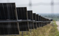 Platteview Solar, owned by AES Corp., operates a solar panel farm in Saunders County. The county received about $266,000 in nameplate capacity tax revenue in 2025. 
(Lily Smith / Flatwater Free Press)