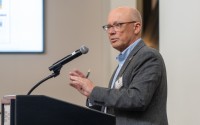 Speaker John Arch of La Vista addresses state lawmakers during a legislative retreat at Nebraska Innovation Campus on Dec. 7, 2023, in Lincoln. 
(Zach Wendling / Nebraska Examiner)