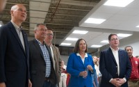 Nebraska’s congressional delegation, from left, U.S. Sen. Pete Ricketts, U.S. Rep. Don Bacon, U.S. Rep. Adrian Smith, U.S. Sen. Deb Fischer and U.S. Rep. Mike Flood on Monday, June 19, 2023, in Lincoln, Neb. 
(Zach Wendling / Nebraska Examiner)