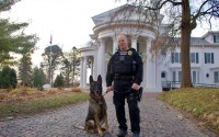 Nebraska City Police Department Sgt. Christopher Richardson with retired K-9 Mack. Richardson championed legislation to authorize emergency medical services care and transportation in the event a K-9 is injured in the line of duty, a bill that passed the Nebraska Legislature in 2024. 
(Courtesy of Sgt. Christopher Richardson)