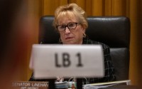 State Sen. Lou Ann Linehan of Elkhorn, chair of the Legislature’s Revenue Committee, presides over a committee hearing on her Legislative Bill 1 on Tuesday, July 30, 2024. 
(Zach Wendling / Nebraska Examiner)