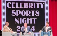 From left: Omaha radio broadcaster Gary Sharp talks with former Husker head coach Frank Solich and former Husker quarterback Eric Crouch on Tuesday, Oct. 15, at the Relevant Center in Elkhorn.
(Derek Noehren / The Daily Record)