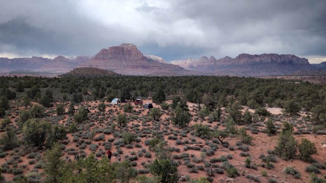 A capture of my campsite on Wire Mesa. The ensuing rains in the distance were breathtaking.
(Austin Petak / The Daily Record)