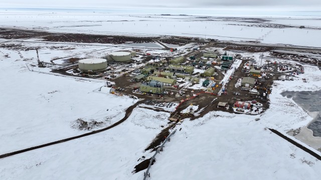 Pump Station 1 is seen on Monday, June 2, 2025, located near Deadhorse, Alaska, on the state's prodigious North Slope, with the start of the Trans-Alaska Pipeline at bottom center. 
(Jenny Kane / AP Photo)