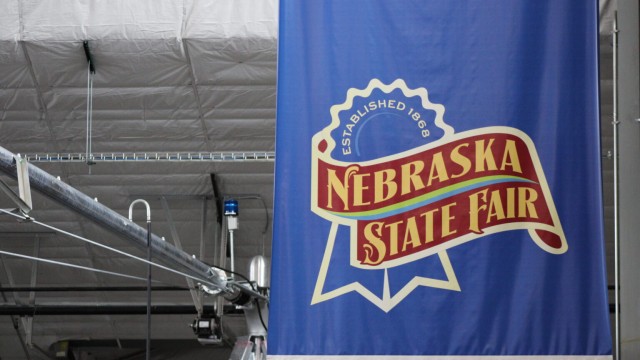 A Nebraska State Fair banner at the State Fair on Aug 29, 2025.
(Juan Salinas II / Nebraska Examiner)