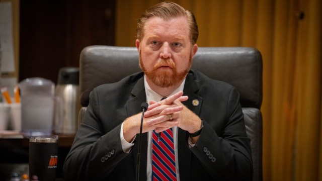 State Sen. John Cavanaugh of Omaha is a candidate for U.S. House in Nebraska’s Omaha-based 2nd Congressional District, Sept. 12, 2025.
(Zach Wendling / Nebraska Examiner)