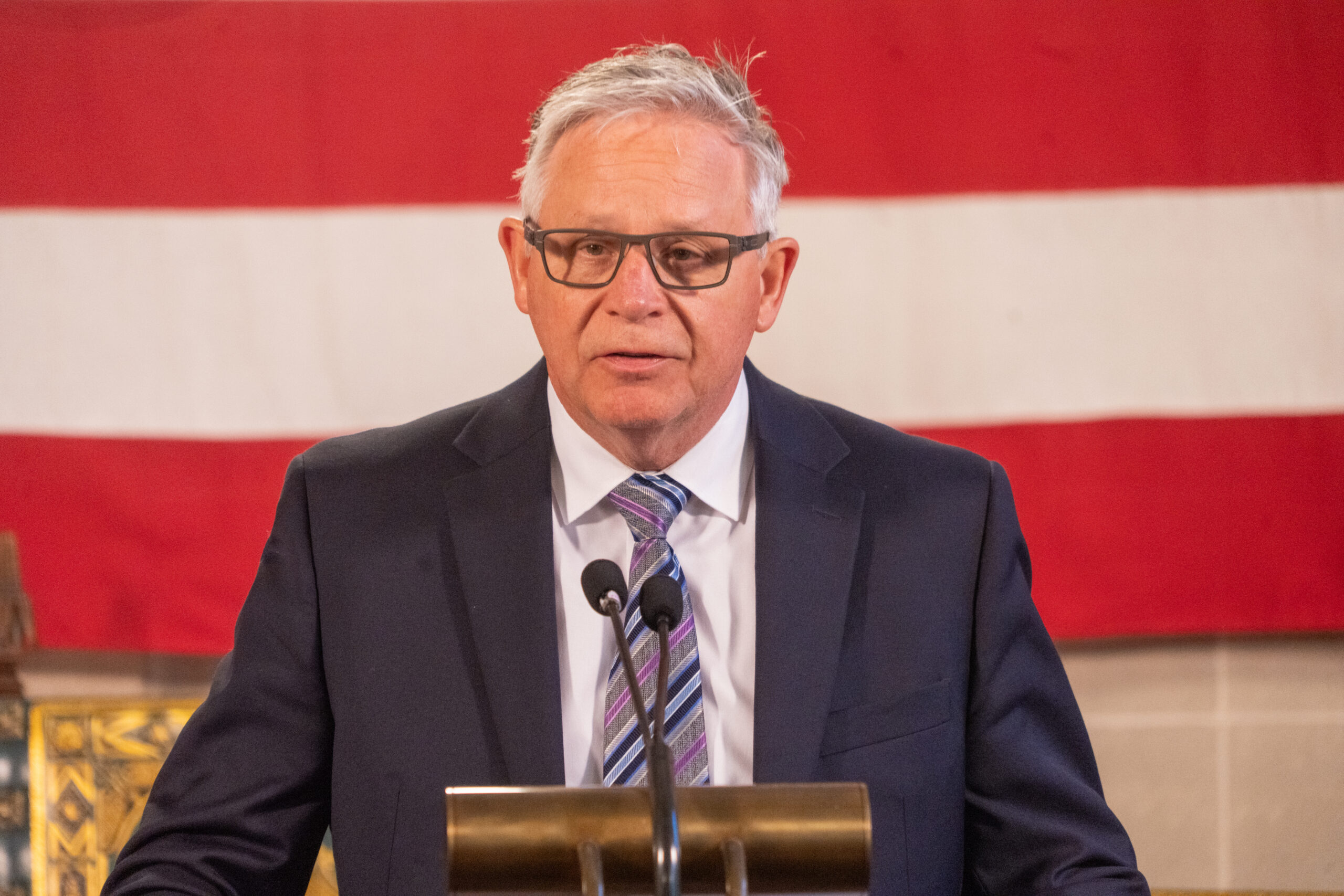 Dr. Timothy Tesmer, Nebraska’s chief medical officer, Oct. 22, 2024.<br />(Zach Wendling / Nebraska Examiner)