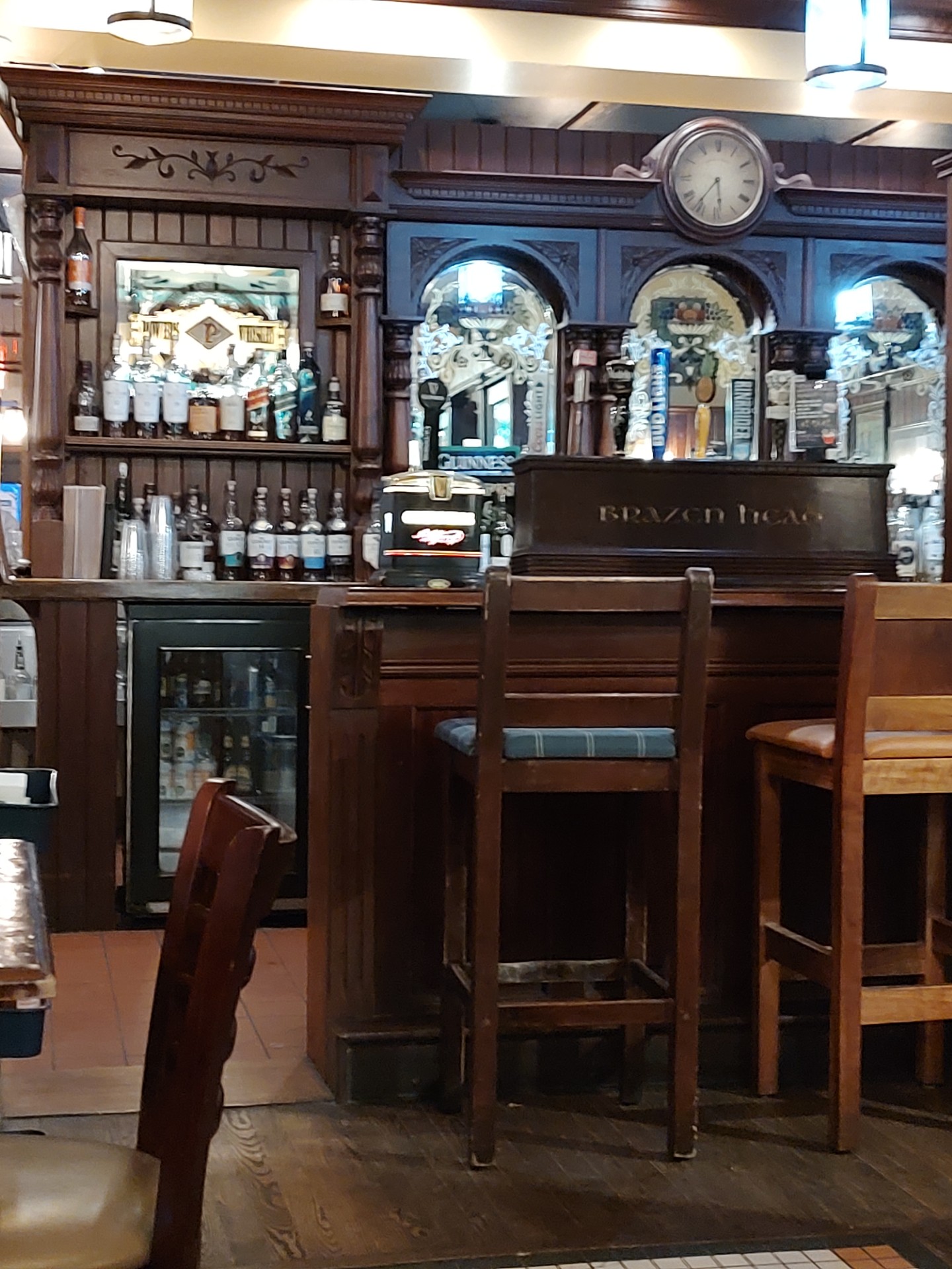 One end of the authentic, beautiful wooden bar made in Ireland.<br />(Austin Petak / The Daily Record)